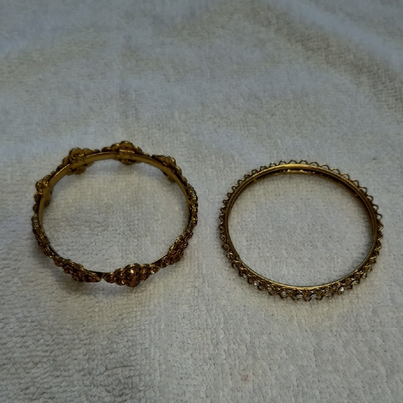Elegant Gold-Tone Bangle & Rhinestone Bangle - Picture 2 of 8